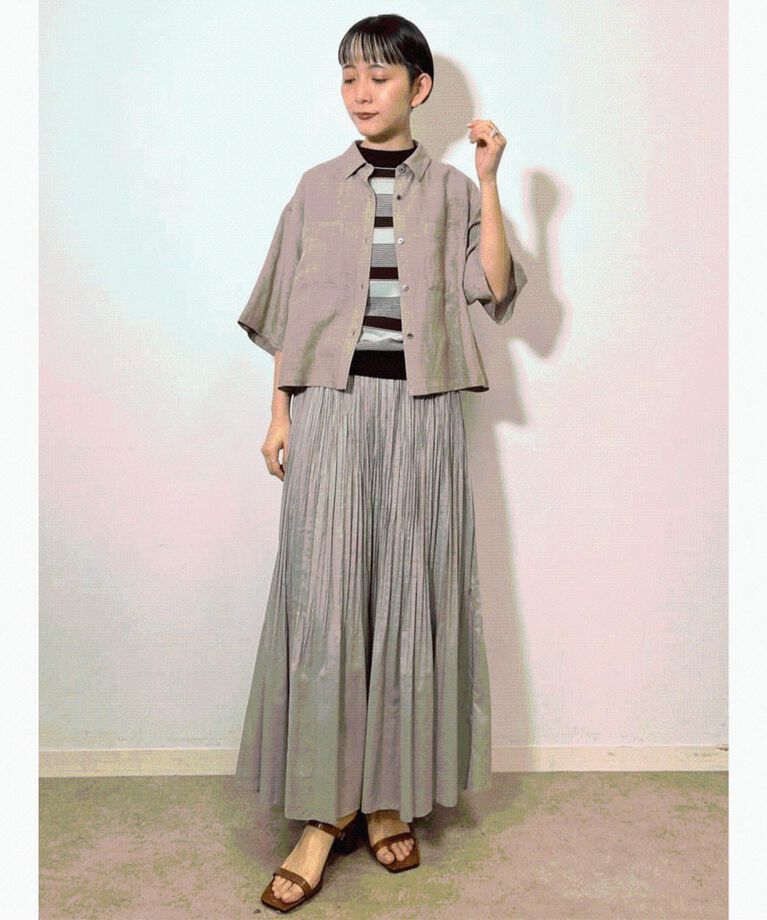 DRESSTERIOR「【トレンド/清涼感】ハーフスリーブクロップドシャツ」|シャツ・ブラウス|