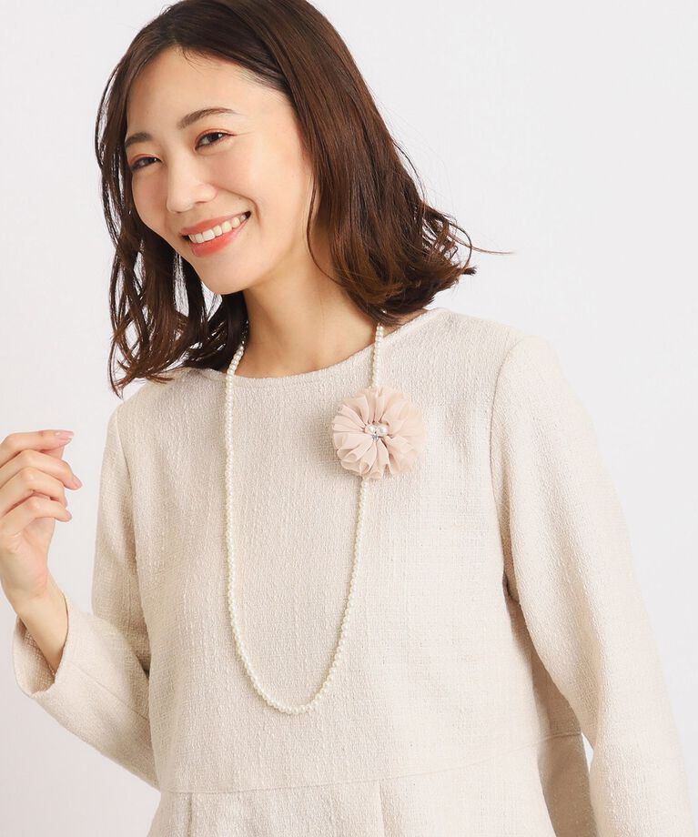 grove「【セレモニー対応】シフォンコサージュ付パール調ネックレス」|ネックレス|
