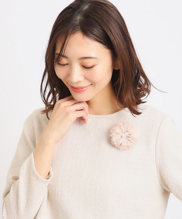 grove「【セレモニー対応】シフォンコサージュ付パール調ネックレス」|ネックレス|