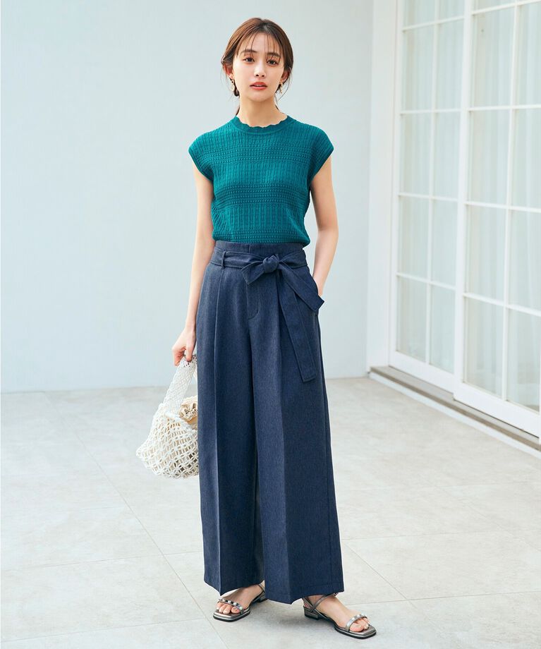 grove「デニムライクベルト付きワイドパンツ」|その他|