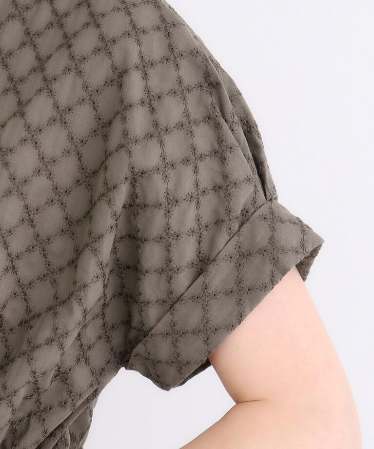 grove「幾何小花刺繍レースベルト付きワンピース」|ワンピース|
