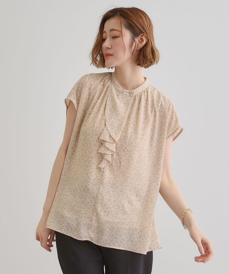 grove「フロントラッフルフリルブラウス」|シャツ・ブラウス|イエローフラワー(1