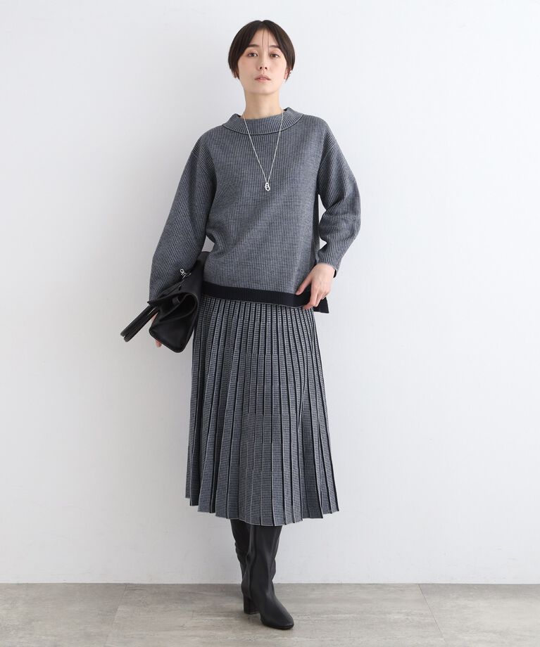 INDIVI「【洗える／SETUP可能】ジャカードニットプリーツスカート」|スカート|