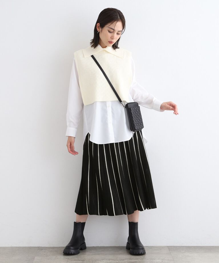 INDIVI「【洗える／SETUP可能】ジャカードニットプリーツスカート」|スカート|