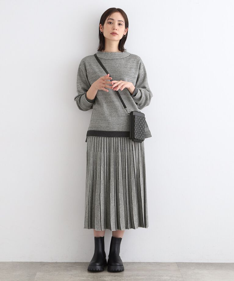 INDIVI「【洗える／SETUP可能】ジャカードニットプリーツスカート」|スカート|