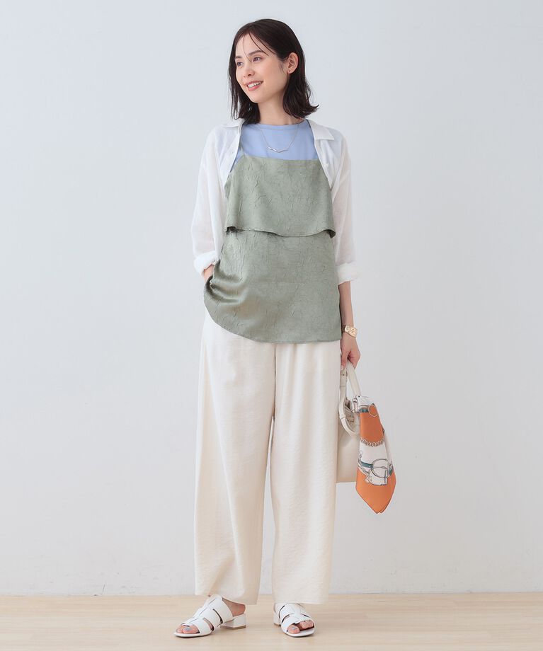 INDIVI「【洗える／UVケア／SETUP可能】ドロストワイドパンツ」|その他|