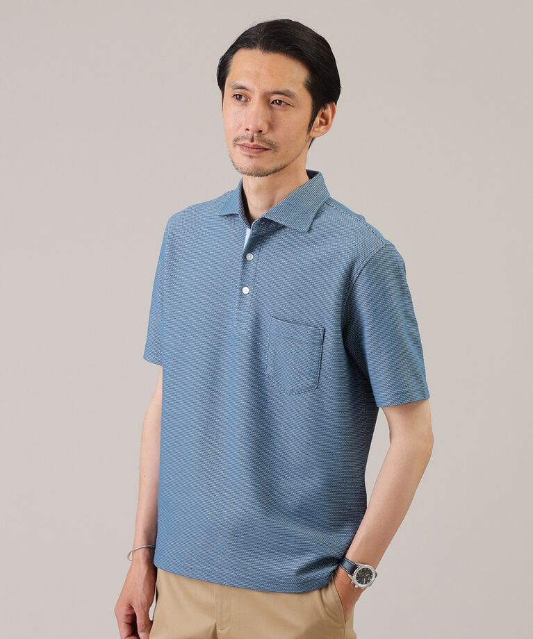 TAKEO KIKUCHI「【抗菌防臭／5サイズ展開】ハニカムメランジ ポロシャツ」|ポロシャツ|サックスブルー(09