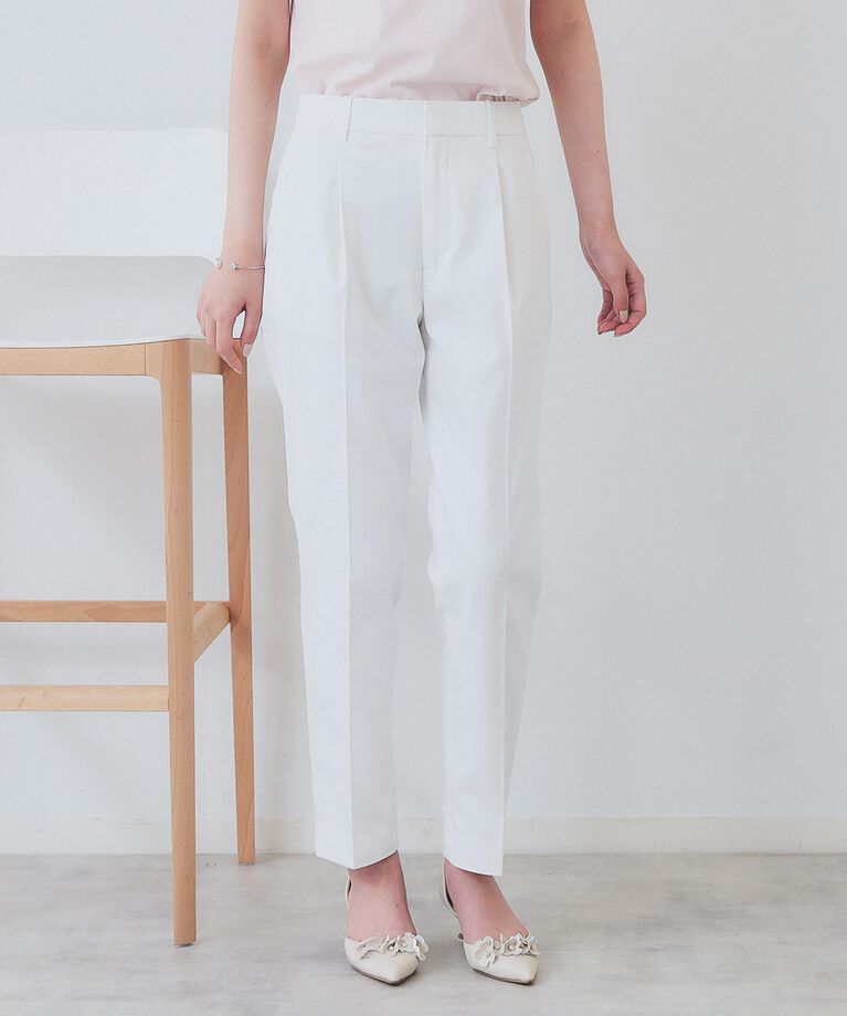 index「《6color/XS-LLsize》コンパクトストレッチテーパードパンツ【洗濯機洗い可/吸水速乾/透」|その他|オフホワイト(003