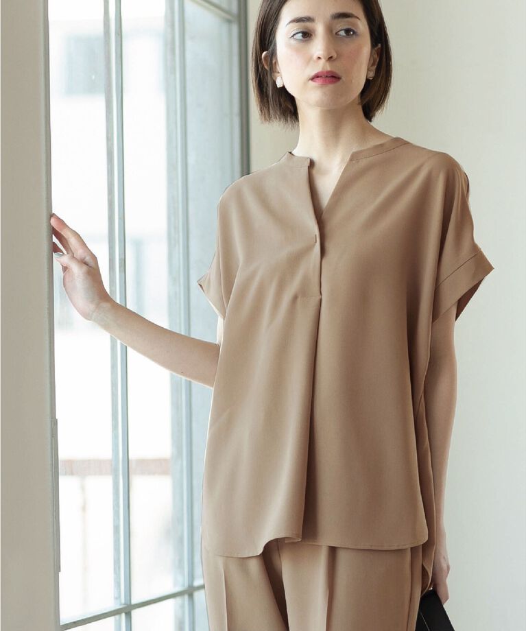 OPAQUE.CLIP「≪7color/SS-LLsize≫ スキッパーブラウス/セットアップ対応【防シワ/洗濯機洗い可】」|シャツ・ブラウス|ﾍﾞｰｼﾞｭ(052)