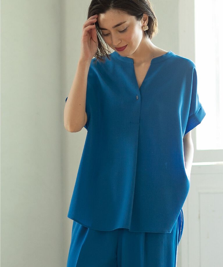 OPAQUE.CLIP「≪7color/SS-LLsize≫ スキッパーブラウス/セットアップ対応【防シワ/洗濯機洗い可】」|シャツ・ブラウス|ﾌﾞﾙｰ(093)