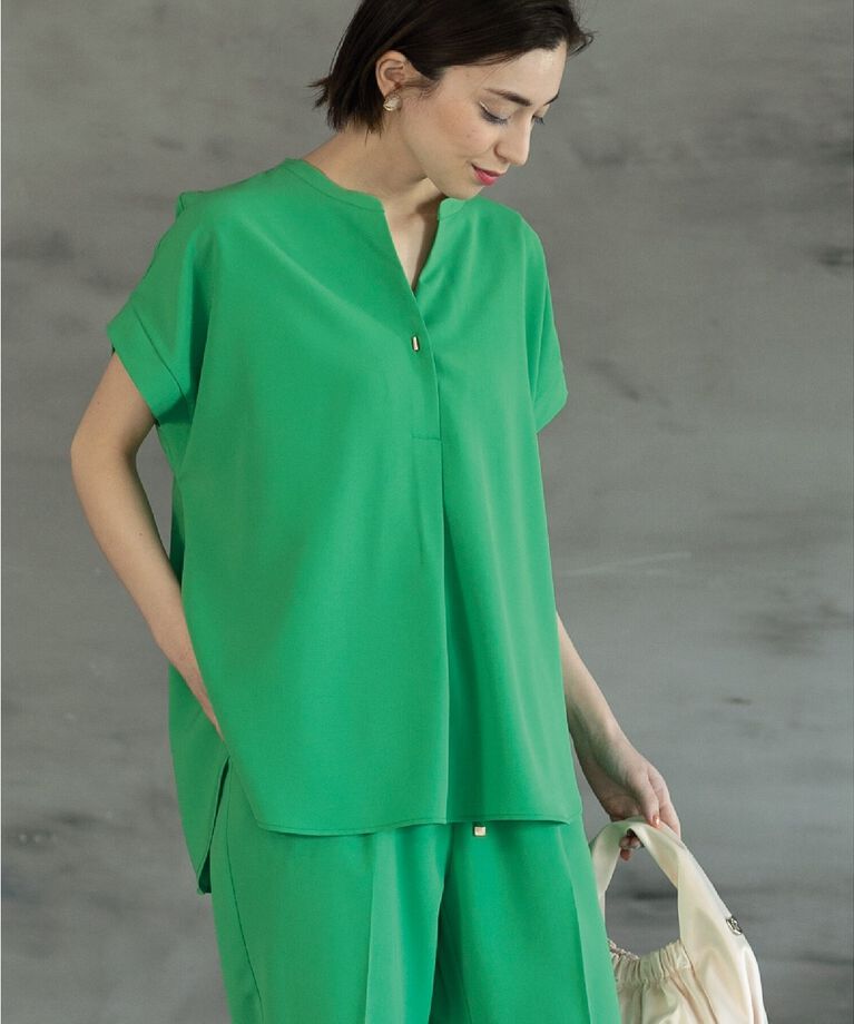 OPAQUE.CLIP「≪7color/SS-LLsize≫ スキッパーブラウス/セットアップ対応【防シワ/洗濯機洗い可】」|シャツ・ブラウス|ｸﾞﾘｰﾝ(822)