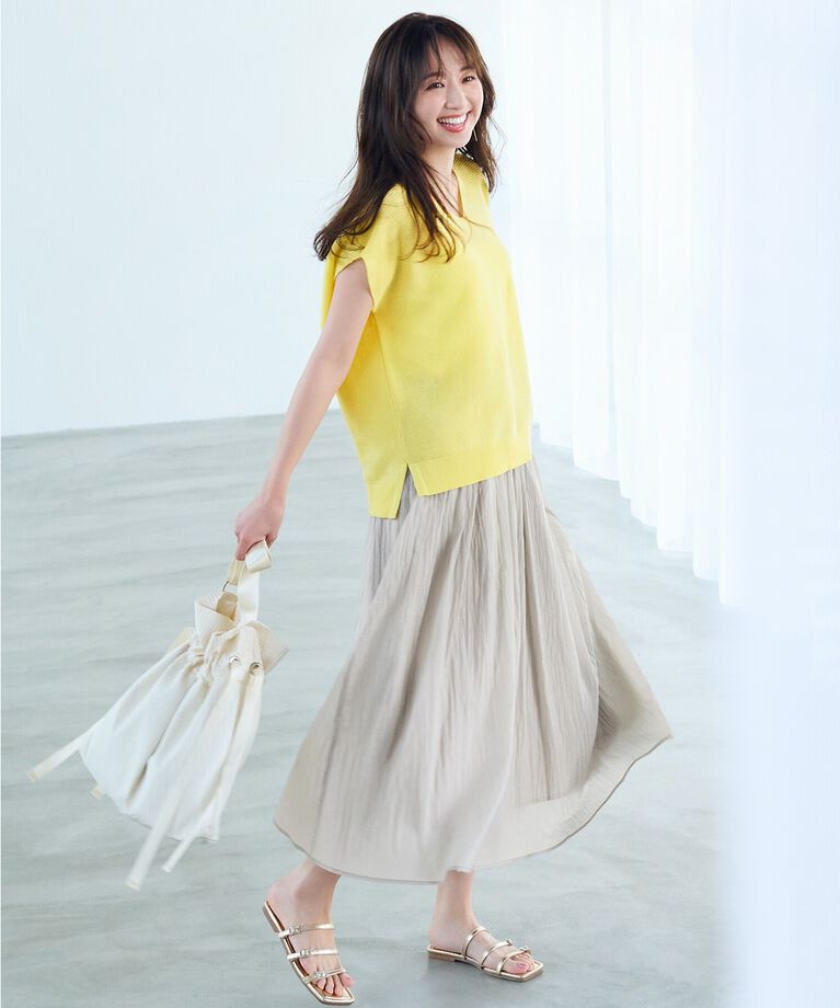 OPAQUE.CLIP「≪5color/S-LLsize≫ドライタッチガーターVネックフレンチニット【UVケア/抗ピル/洗濯機洗い可】」|ニット・セーター|