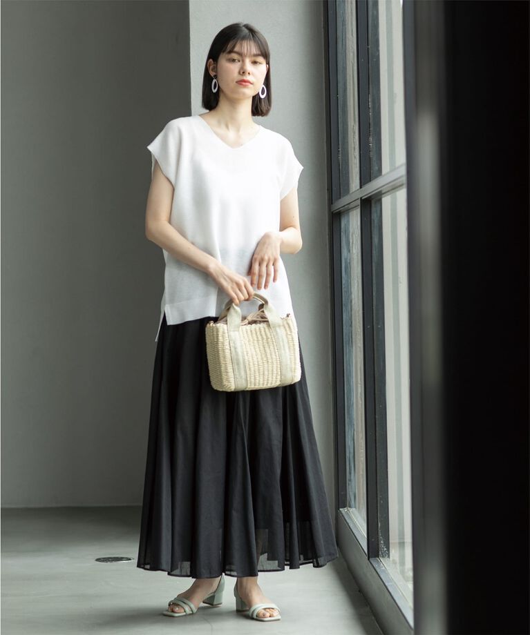 OPAQUE.CLIP「≪5color/S-LLsize≫ドライタッチガーターVネックフレンチニット【UVケア/抗ピル/洗濯機洗い可】」|ニット・セーター|