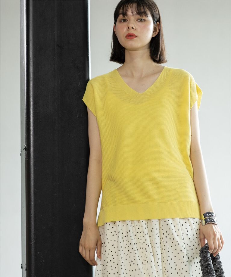 OPAQUE.CLIP「≪5color/S-LLsize≫ドライタッチガーターVネックフレンチニット【UVケア/抗ピル/洗濯機洗い可】」|ニット・セーター|