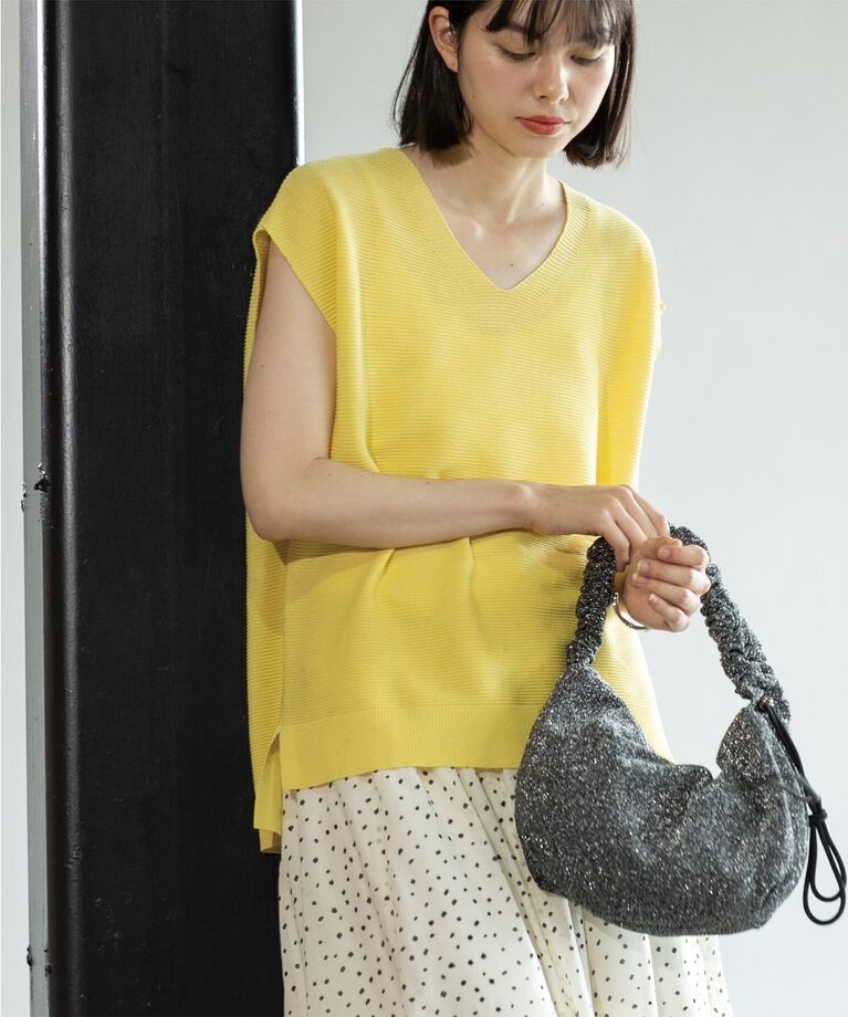 OPAQUE.CLIP「≪5color/S-LLsize≫ドライタッチガーターVネックフレンチニット【UVケア/抗ピル/洗濯機洗い可】」|ニット・セーター|