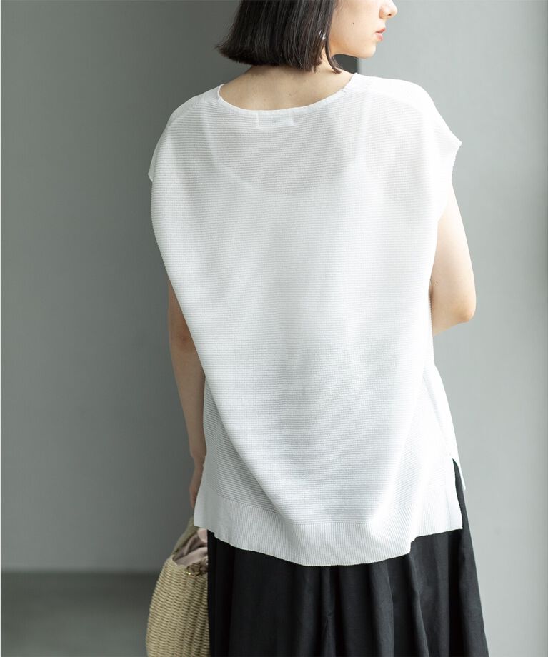 OPAQUE.CLIP「≪5color/S-LLsize≫ドライタッチガーターVネックフレンチニット【UVケア/抗ピル/洗濯機洗い可】」|ニット・セーター|
