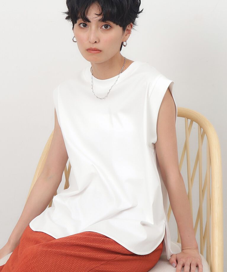 OPAQUE.CLIP「UV リラクシーノースリーブ／シルキースーピマ【接触冷感/洗濯機洗い可】」|Tシャツ・カットソー|
