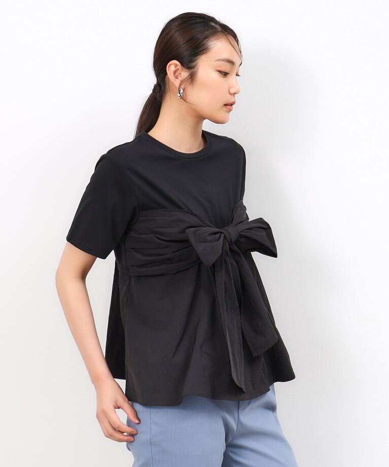 OPAQUE.CLIP「リボンビスチェドッキングカットソー【洗濯機洗い可】」|Tシャツ・カットソー|