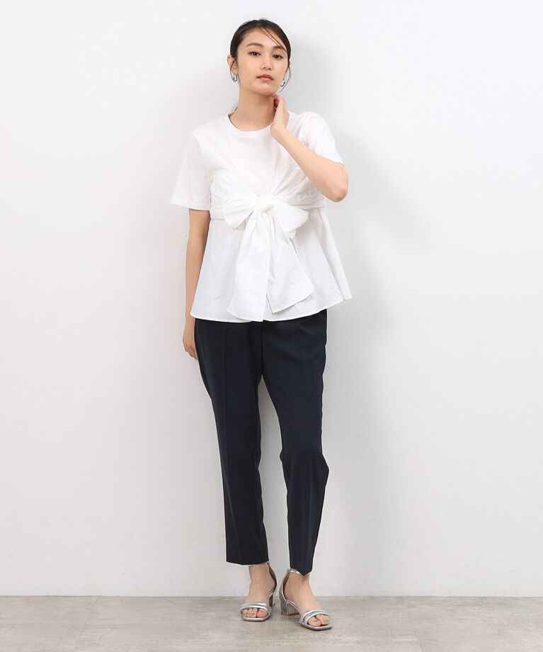 OPAQUE.CLIP「リボンビスチェドッキングカットソー【洗濯機洗い可】」|Tシャツ・カットソー|