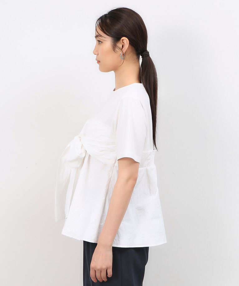 OPAQUE.CLIP「リボンビスチェドッキングカットソー【洗濯機洗い可】」|Tシャツ・カットソー|