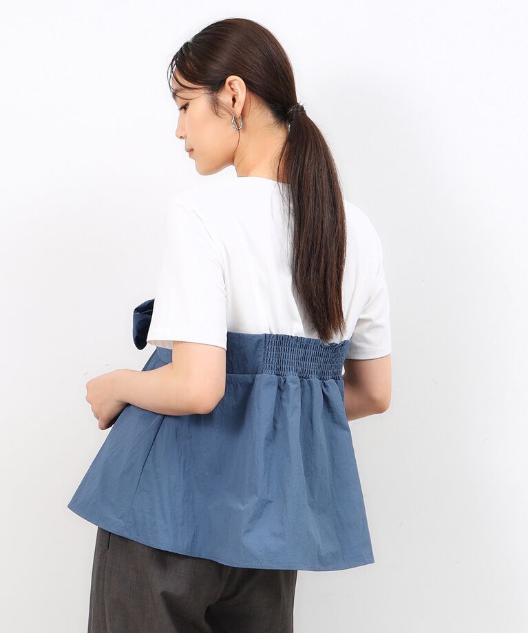 OPAQUE.CLIP「リボンビスチェドッキングカットソー【洗濯機洗い可】」|Tシャツ・カットソー|