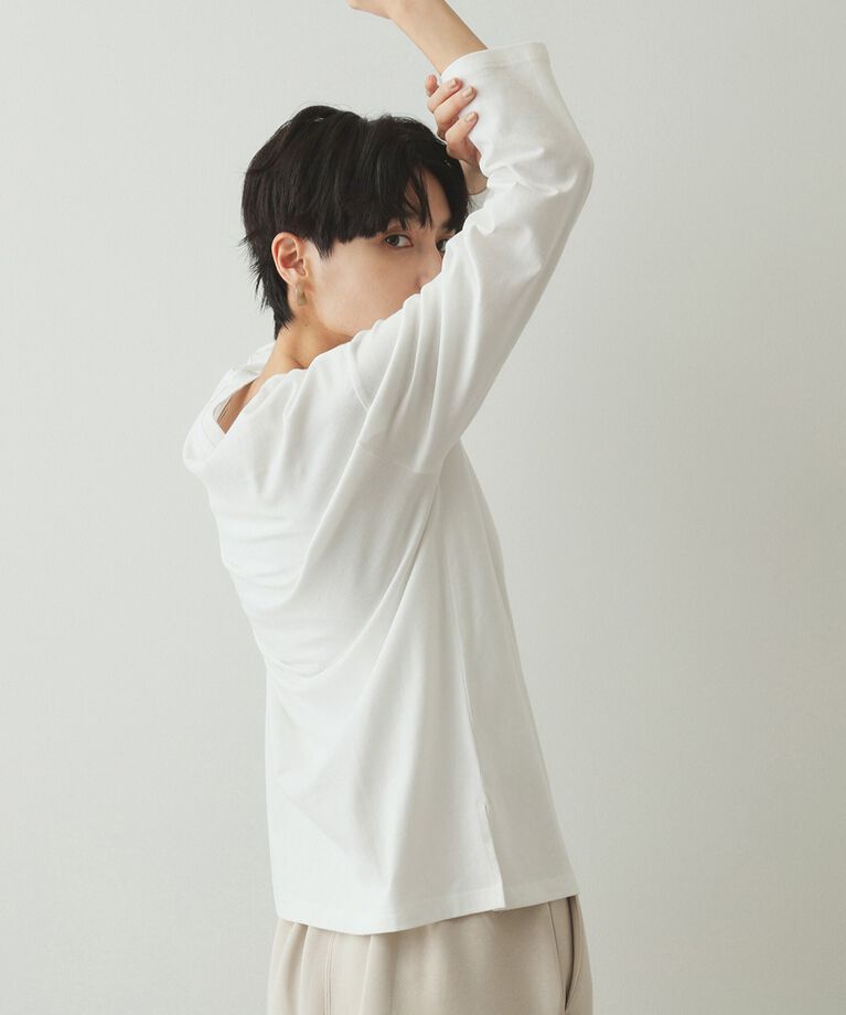 OPAQUE.CLIP「箔ロゴプリント ロングTシャツ【洗濯機洗い可】」|Tシャツ・カットソー|
