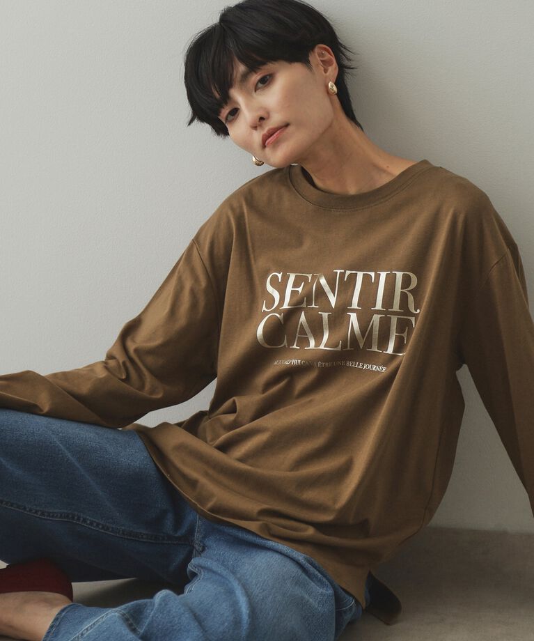 OPAQUE.CLIP「箔ロゴプリント ロングTシャツ【洗濯機洗い可】」|Tシャツ・カットソー|