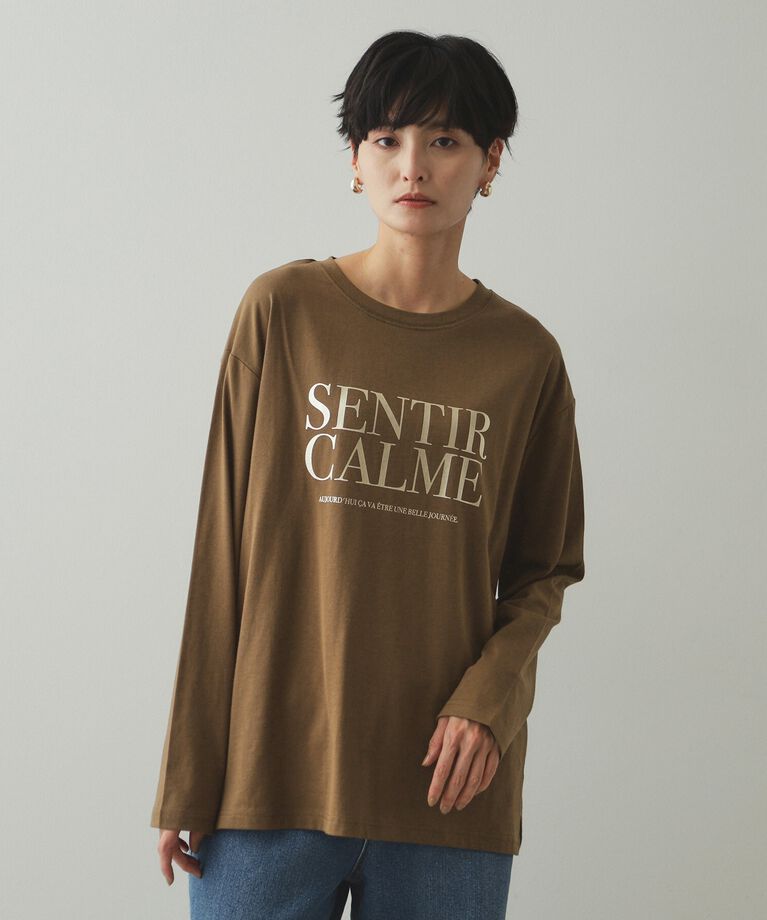 OPAQUE.CLIP「箔ロゴプリント ロングTシャツ【洗濯機洗い可】」|Tシャツ・カットソー|