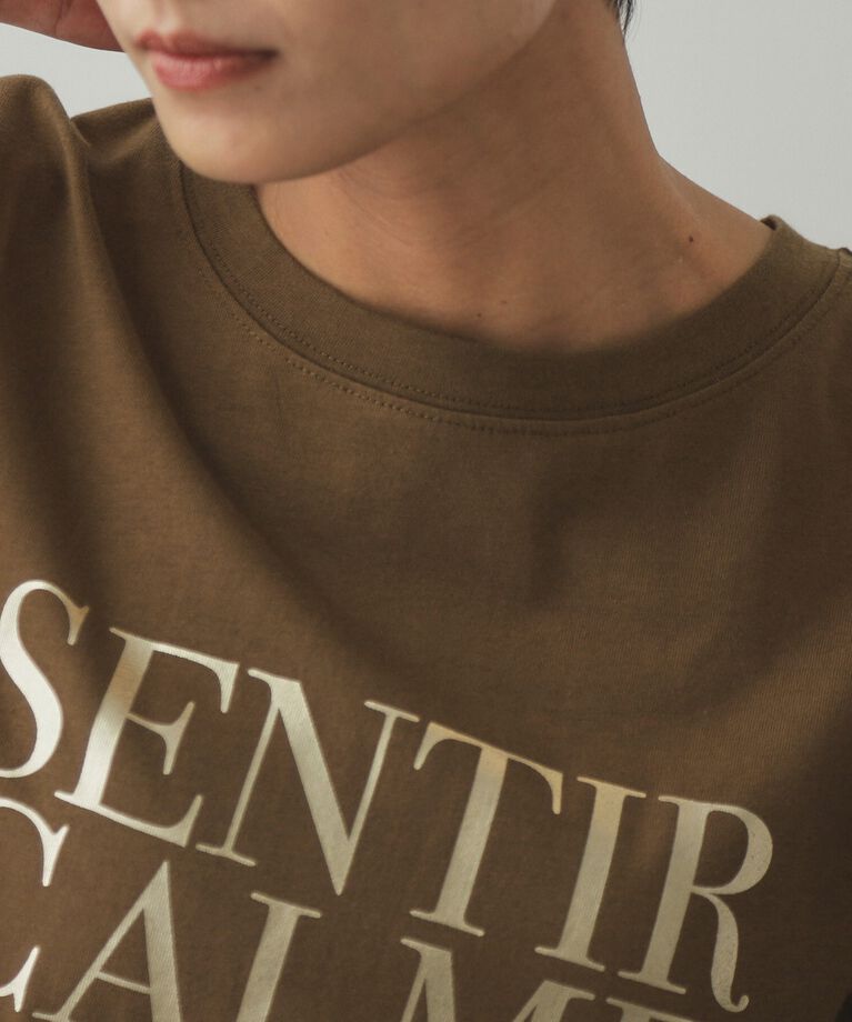 OPAQUE.CLIP「箔ロゴプリント ロングTシャツ【洗濯機洗い可】」|Tシャツ・カットソー|