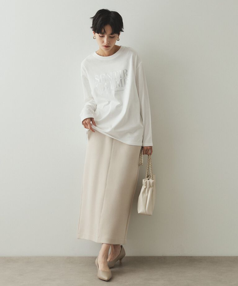 OPAQUE.CLIP「箔ロゴプリント ロングTシャツ【洗濯機洗い可】」|Tシャツ・カットソー|