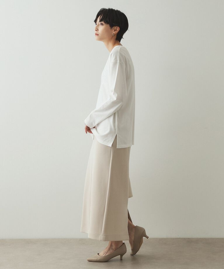 OPAQUE.CLIP「箔ロゴプリント ロングTシャツ【洗濯機洗い可】」|Tシャツ・カットソー|