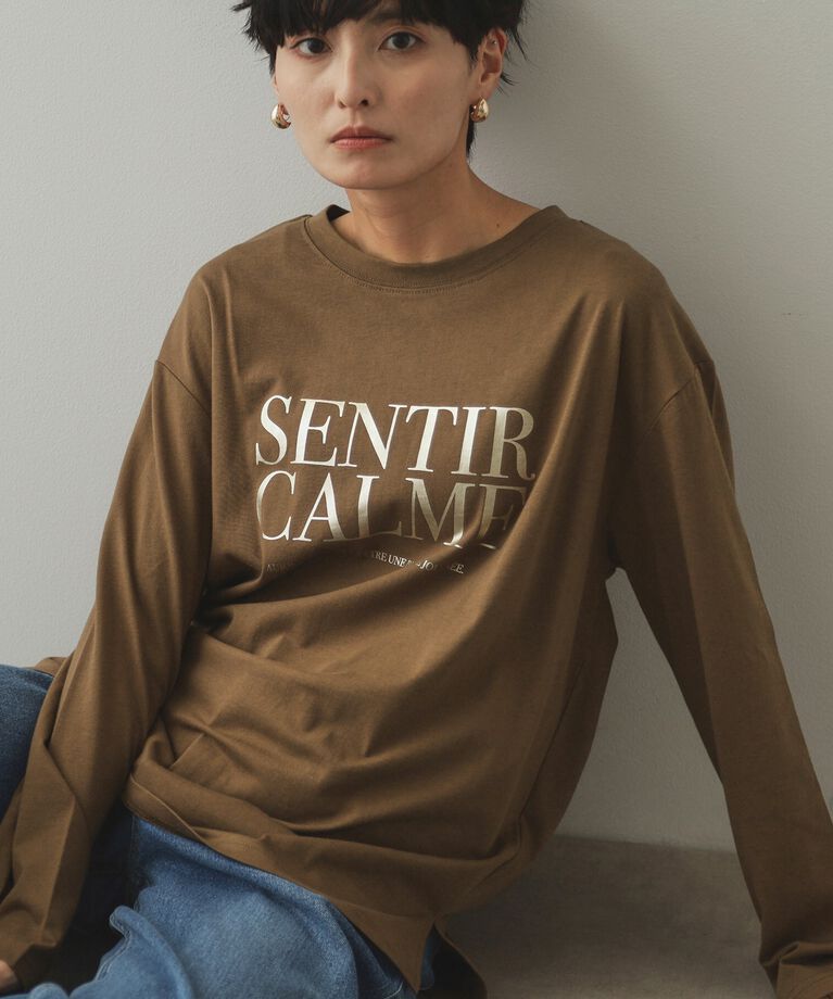 OPAQUE.CLIP「箔ロゴプリント ロングTシャツ【洗濯機洗い可】」|Tシャツ・カットソー|