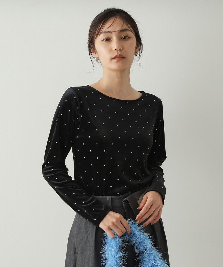 OPAQUE.CLIP「《CanCam掲載》ベロアトップス【洗濯機洗い可】」|Tシャツ・カットソー|