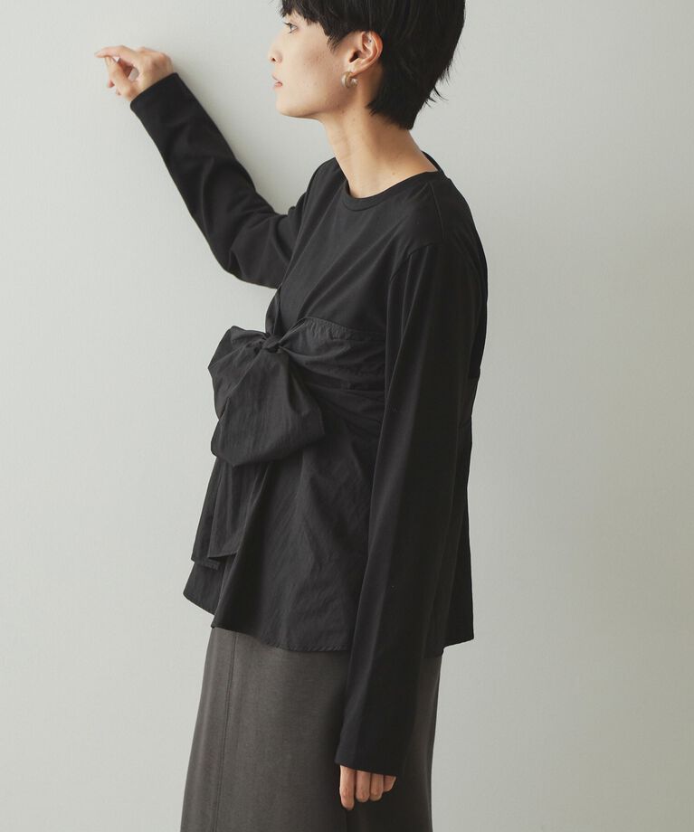 OPAQUE.CLIP「リボンビスチェ ドッキングカットソー【洗濯機洗い可】」|Tシャツ・カットソー|