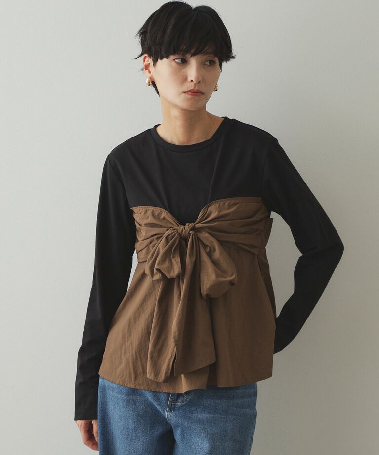 OPAQUE.CLIP「リボンビスチェ ドッキングカットソー【洗濯機洗い可】」|Tシャツ・カットソー|
