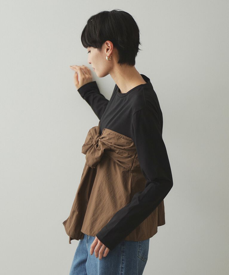 OPAQUE.CLIP「リボンビスチェ ドッキングカットソー【洗濯機洗い可】」|Tシャツ・カットソー|