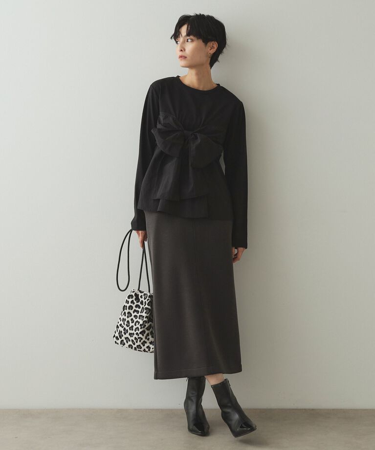 OPAQUE.CLIP「リボンビスチェ ドッキングカットソー【洗濯機洗い可】」|Tシャツ・カットソー|