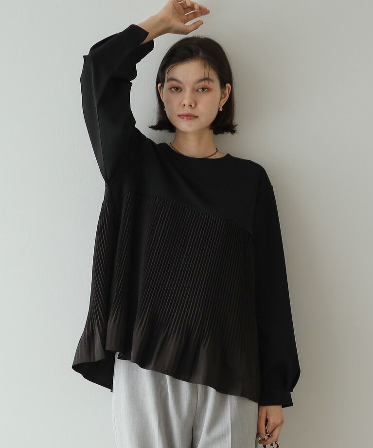 OPAQUE.CLIP「ブリーツドッキング デザイントップス【洗濯機洗い可】」|Tシャツ・カットソー|