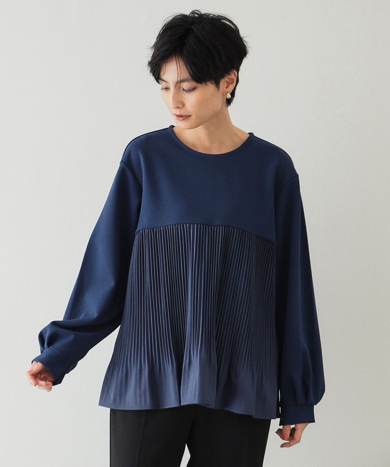 OPAQUE.CLIP「ブリーツドッキング デザイントップス【洗濯機洗い可】」|Tシャツ・カットソー|