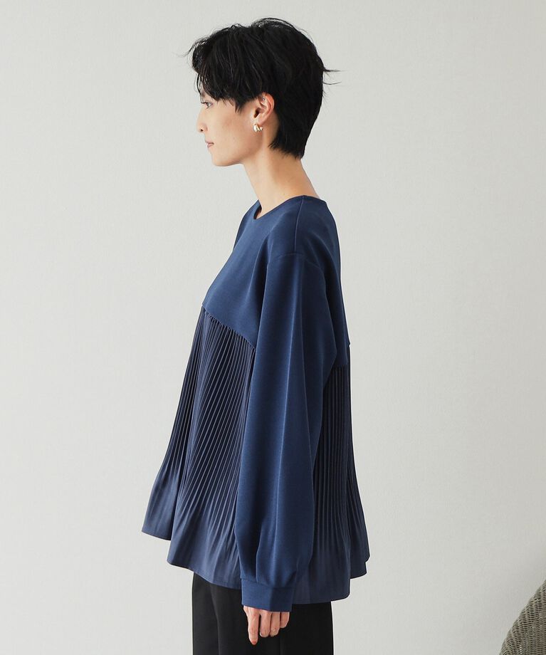 OPAQUE.CLIP「ブリーツドッキング デザイントップス【洗濯機洗い可】」|Tシャツ・カットソー|