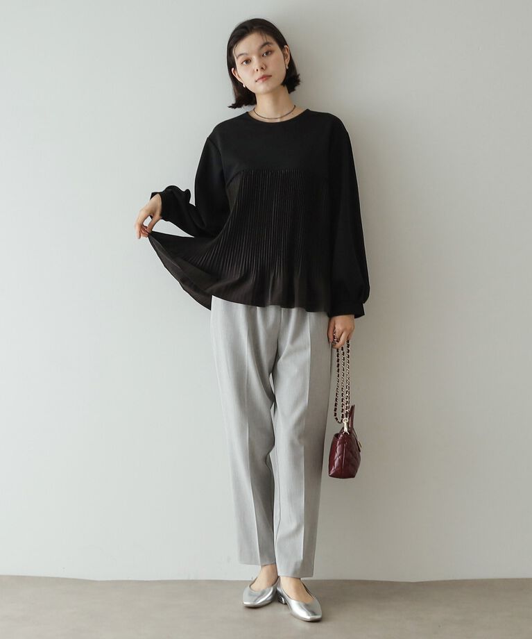 OPAQUE.CLIP「ブリーツドッキング デザイントップス【洗濯機洗い可】」|Tシャツ・カットソー|