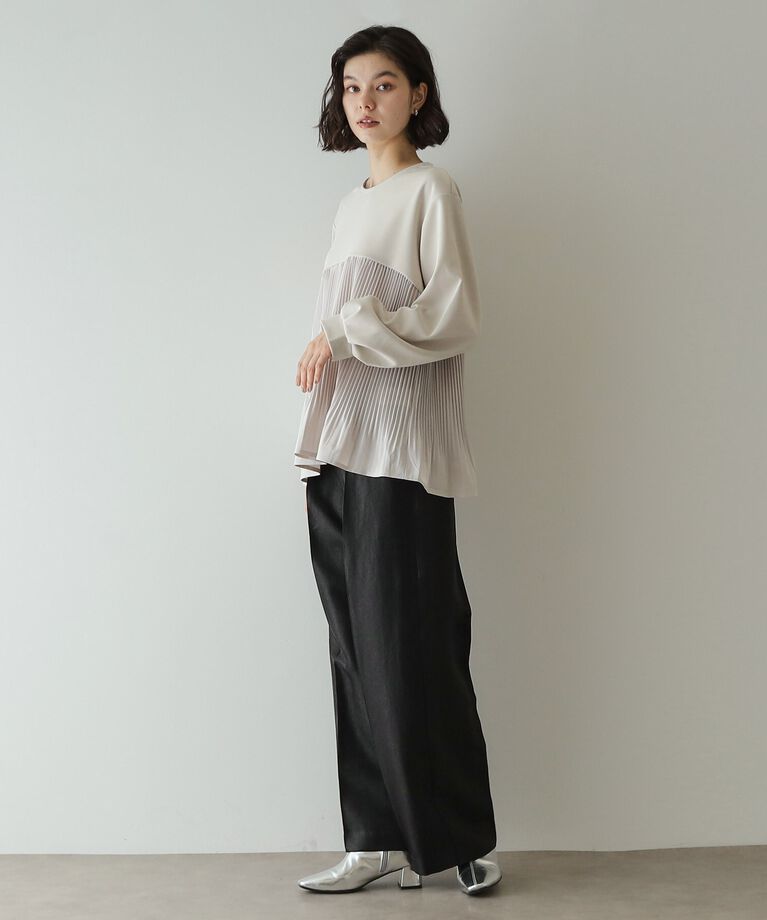 OPAQUE.CLIP「ブリーツドッキング デザイントップス【洗濯機洗い可】」|Tシャツ・カットソー|
