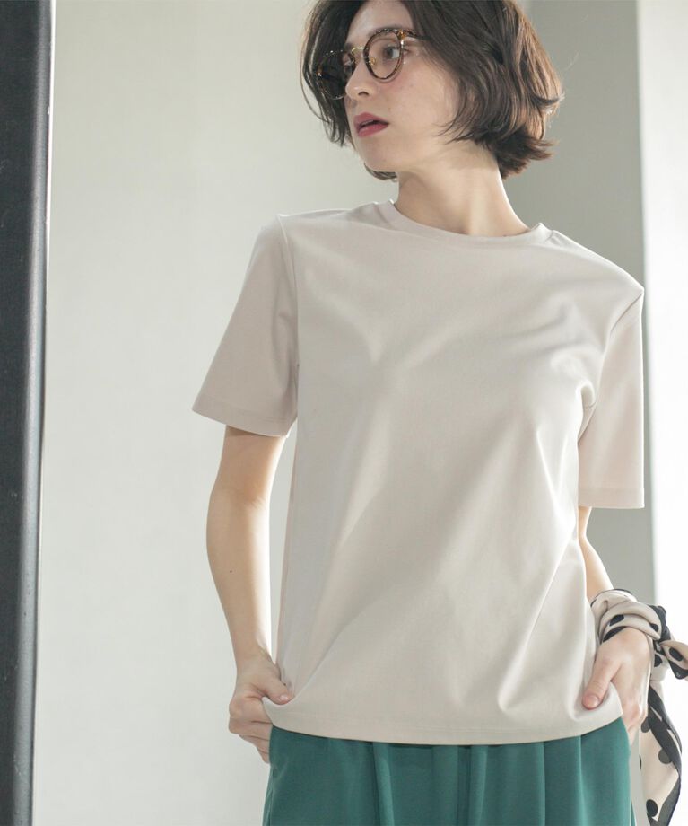 OPAQUE.CLIP「《5color/SS-LLsize》UV ベーシックTシャツ【接触冷感/洗濯機洗い可】」|Tシャツ・カットソー|グレージュ(050)