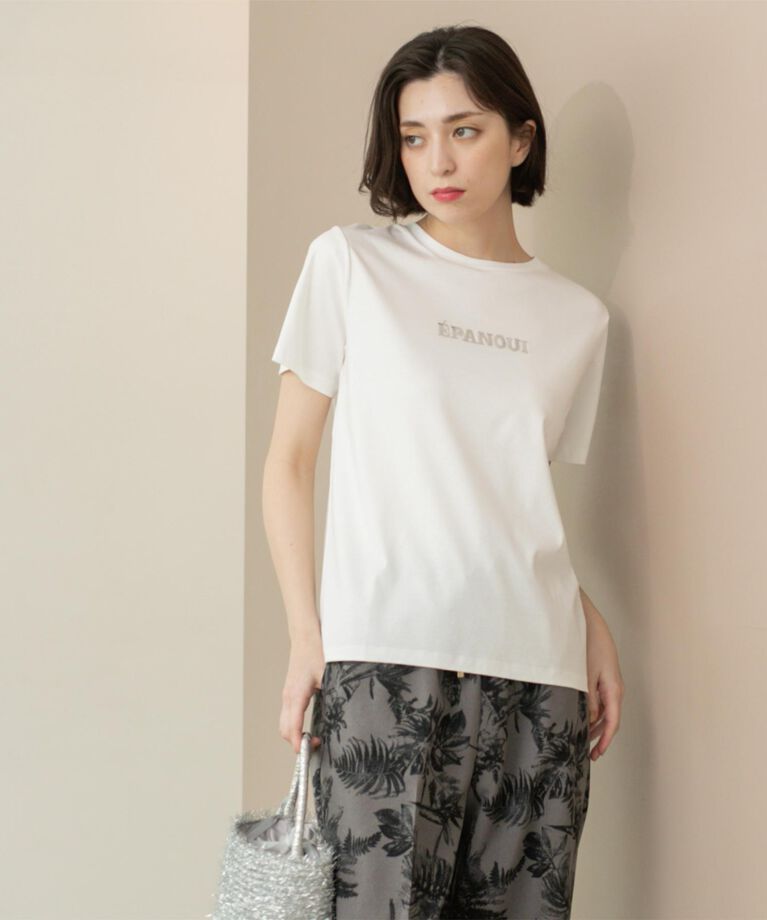 OPAQUE.CLIP「刺繍＆スパンコールロゴTシャツ【洗濯機洗い可】」|Tシャツ・カットソー|