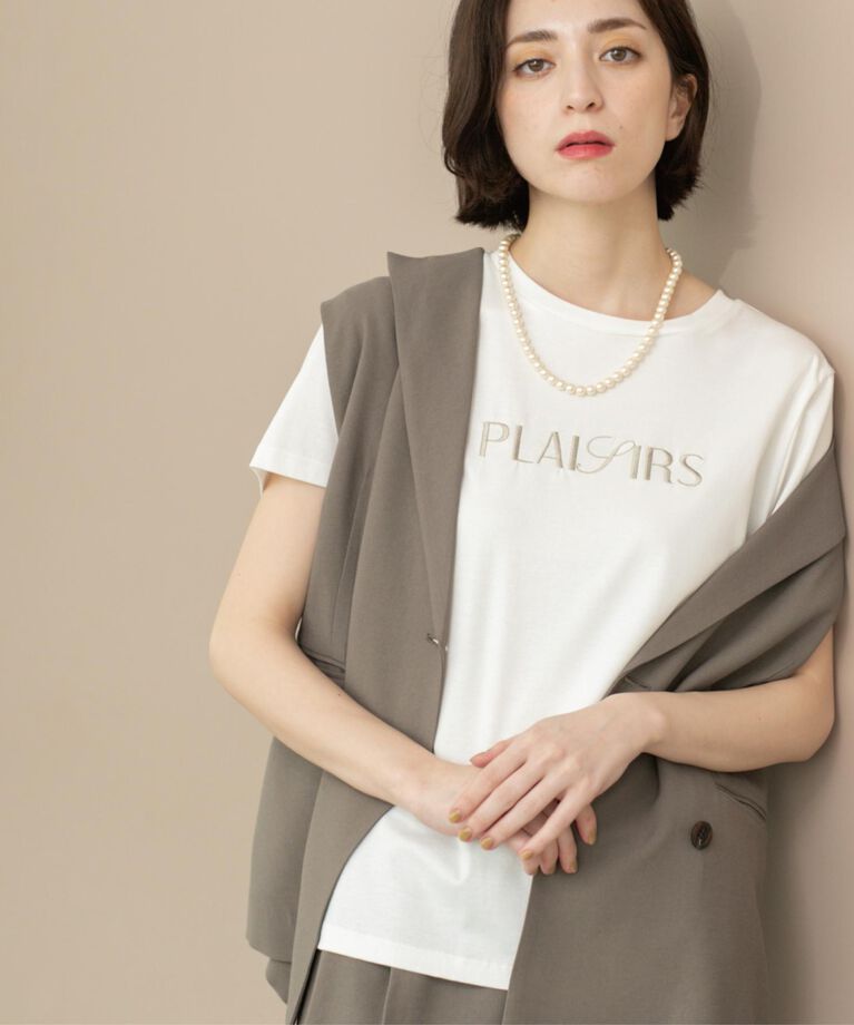 OPAQUE.CLIP「刺繍＆スパンコールロゴTシャツ【洗濯機洗い可】」|Tシャツ・カットソー|