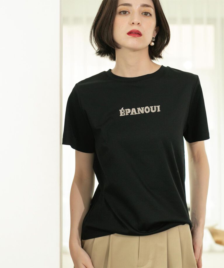 OPAQUE.CLIP「刺繍＆スパンコールロゴTシャツ【洗濯機洗い可】」|Tシャツ・カットソー|