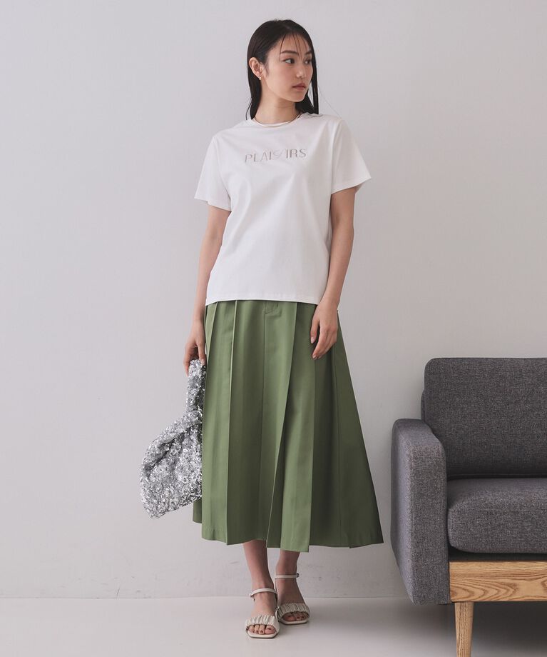 OPAQUE.CLIP「刺繍＆スパンコールロゴTシャツ【洗濯機洗い可】」|Tシャツ・カットソー|