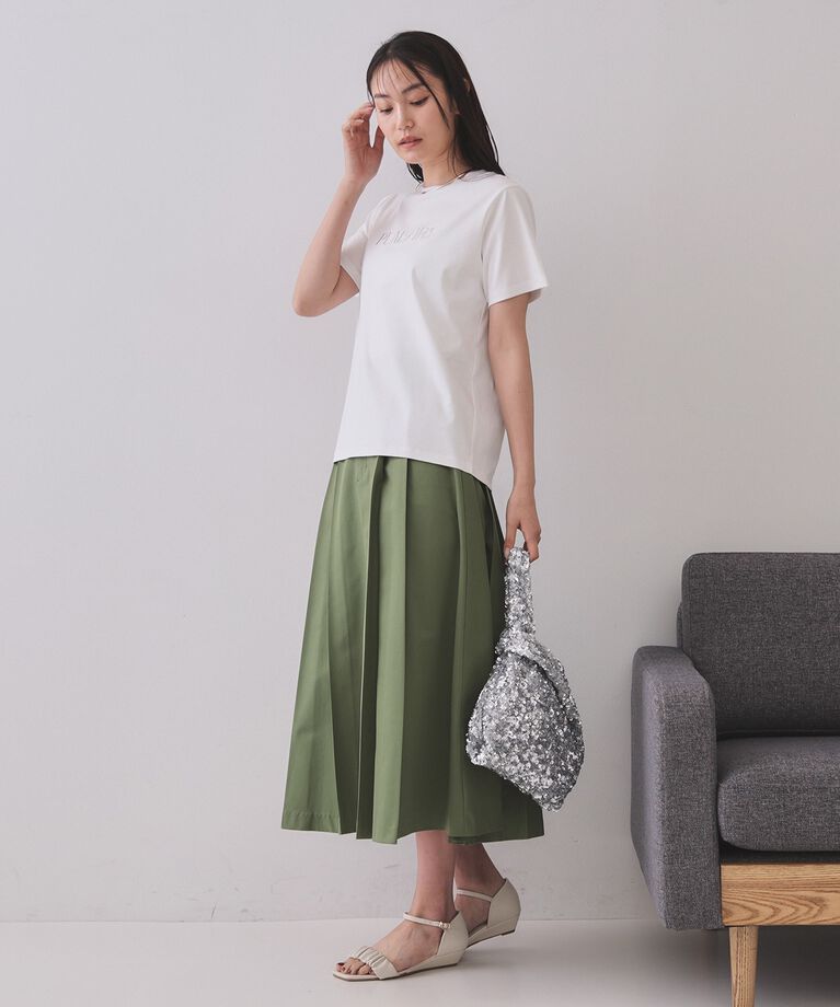 OPAQUE.CLIP「刺繍＆スパンコールロゴTシャツ【洗濯機洗い可】」|Tシャツ・カットソー|