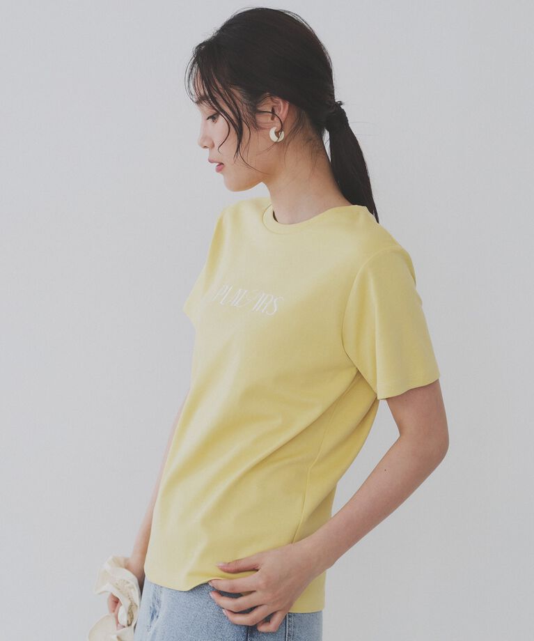 OPAQUE.CLIP「刺繍＆スパンコールロゴTシャツ【洗濯機洗い可】」|Tシャツ・カットソー|