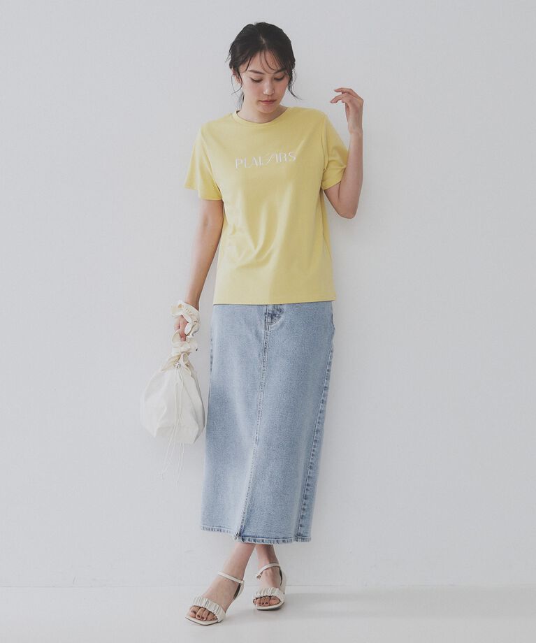 OPAQUE.CLIP「刺繍＆スパンコールロゴTシャツ【洗濯機洗い可】」|Tシャツ・カットソー|